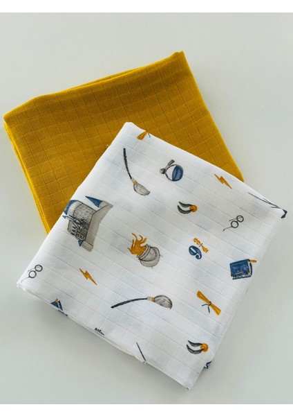 Ftbabycollection %100 Pamuk 2’limüslin Bebek Battaniye Seti Oeko-Tex Sertifikalı Müslin örtü 80 x 90 cm