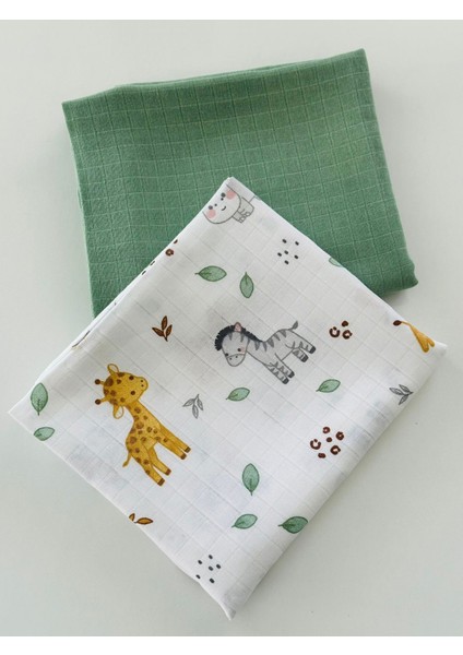 Ftbabycollection %100 Pamuk 2'li Müslin Bebek Battaniye Seti Oeko-Tex Sertifikalı Müslin örtü 80 x 90 cm