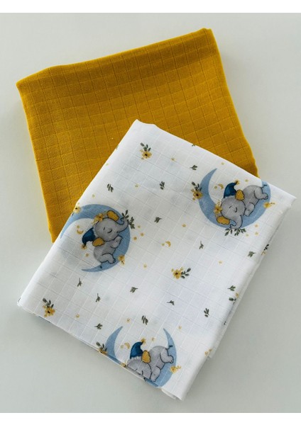 Ftbabycollection %100 Pamuk 2'li Müslin Bebek Battaniye Seti Oeko-Tex Sertifikalı Müslin örtü 80 x 90 cm