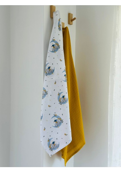 Ftbabycollection %100 Pamuk 2'li Müslin Bebek Battaniye Seti Oeko-Tex Sertifikalı Müslin örtü 80 x 90 cm