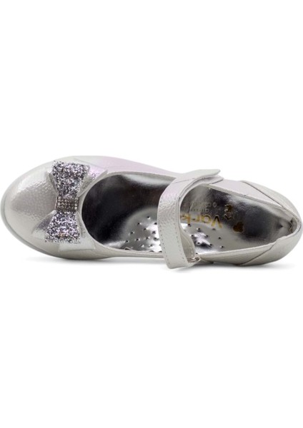 Fiyonklu Topuklu Kız Çocuk Babet Ayakkabı Gümüş indirimleri