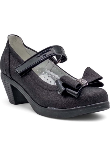 Fiyonklu Topuklu Kız Çocuk Babet Ayakkabı Siyah modelleri