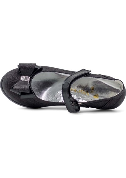 Fiyonklu Topuklu Kız Çocuk Babet Ayakkabı Siyah indirimleri