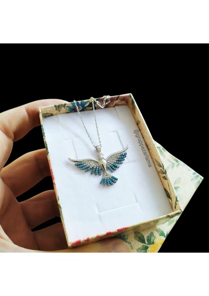 925 Ayar Gümüş Anka Kuşu Tasarım Kolye fırsatları