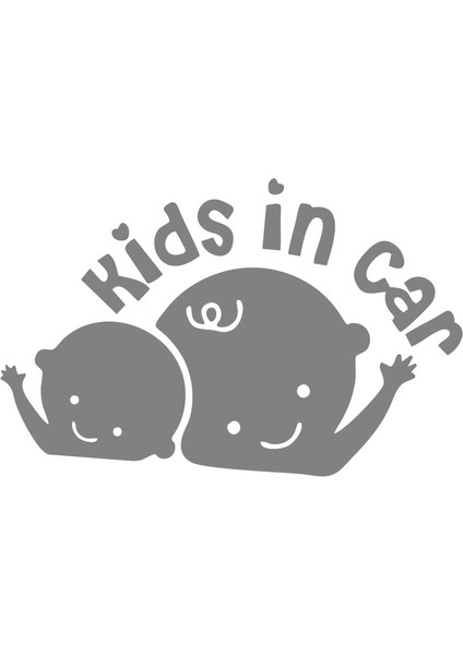 Kids In Car Araba Sticker 17X17 cm Gri