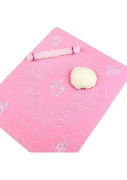 Pembe Büyük Boy Silikon Hamur Açma Matı Silikon Ölçülü Çok Amaçlı Hamur Matı / Örtüsü 40X50 cm fiyatları