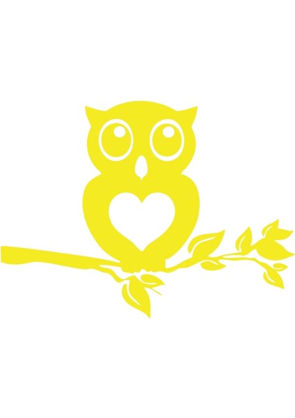 Baykuş Araba Sticker 17X17 cm Sarı