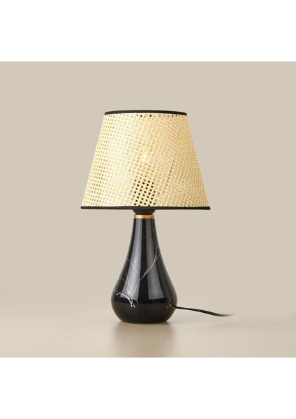Luce Konik Seramik Abajur - Siyah / Krem - 37X20X20 cm fiyatları
