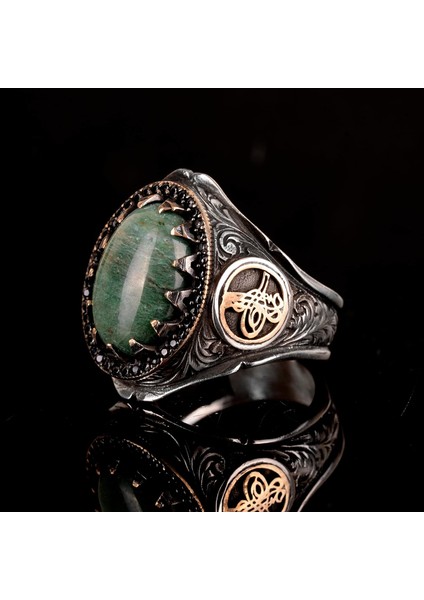 Erkekler Için 925 Ayar Gümüş Yüzük - Doğal Taşlı Yüzük - (Yeşil Kan Taşı) fırsatları