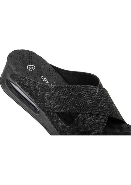 Fly Anatomik Air Max Tabanlı Kadın Terlik Siyah Desenli modelleri