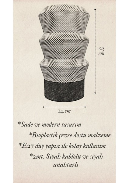 Canis Modern Dokulu Siyah Taban Beyaz Gövde Özel Tasarım Abajur (Bioplastik) E27 fırsatları