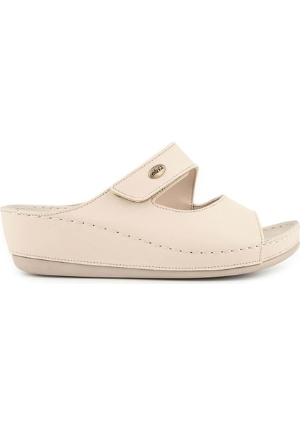 Anyar Anatomik Taban Jel Destekli Dört Mevsim Kadın Terlik Krem