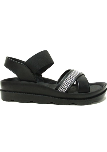 Siyah Lastik Bantlı Anatomik Comfort Sandalet fiyatları