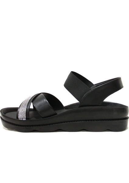 Siyah Lastik Bantlı Anatomik Comfort Sandalet modelleri