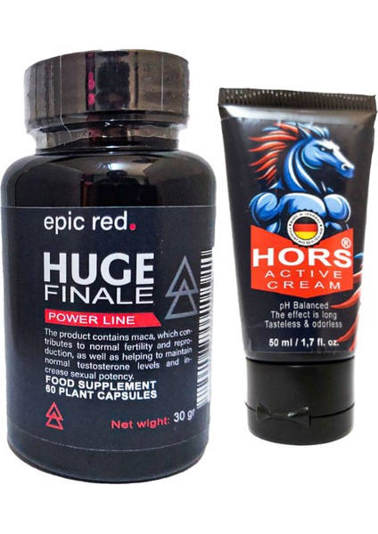 Erkeklere Özel 60 Lı Hareketleyici Katılaştırıcı + Hors Active Cream 50 ml Erkek Katılaştırıcı Krem