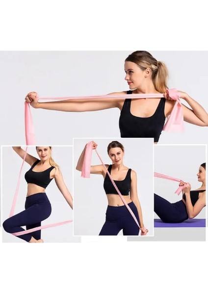 Pilates Bandı Plates Yoga Egzersiz Direnç Lastiği Ev Spor Lateks Bant 119 x 14.7 cm modelleri