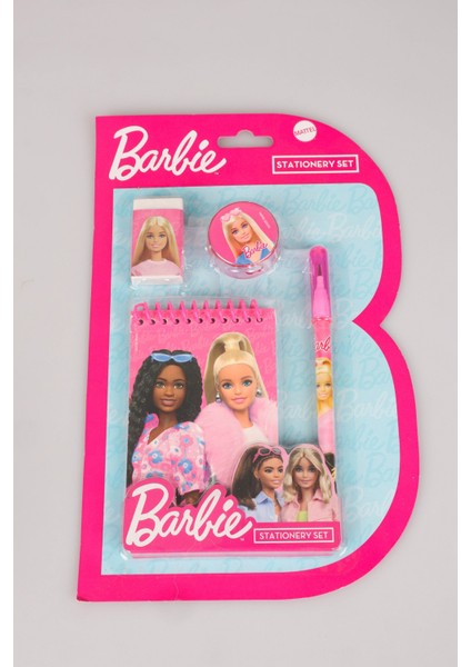 Dekomus Ile Yeni Sezon Lisanslı Barbıe 4'lü Kırtasiye Seti Not Defteri,geçmeli Kurşun Kalem,silgi ve Kalemtraş Seti