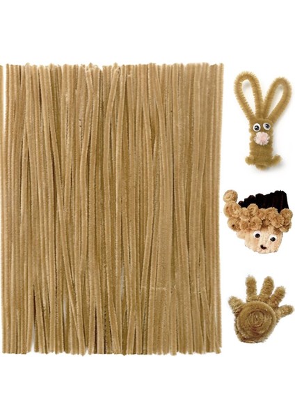 25 Adet Bej Renkli Şönil, Eğitici Şönil Seti, Tüylü Tel, 30 Cm, Peluş Tel modelleri