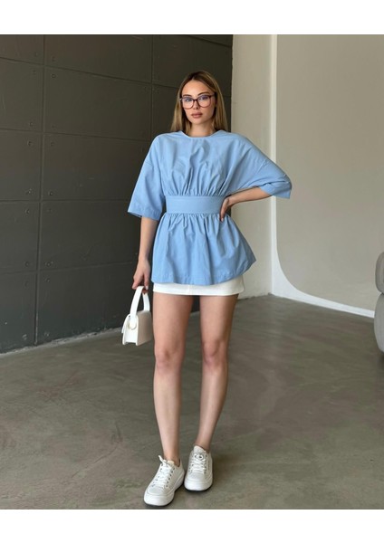 Sırt Dekolteli Poplin Gömlek