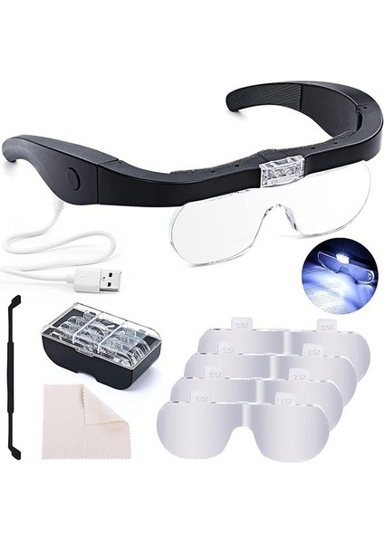 11537DC Şarj Edilebilir Ledli Gözlük Büyüteç