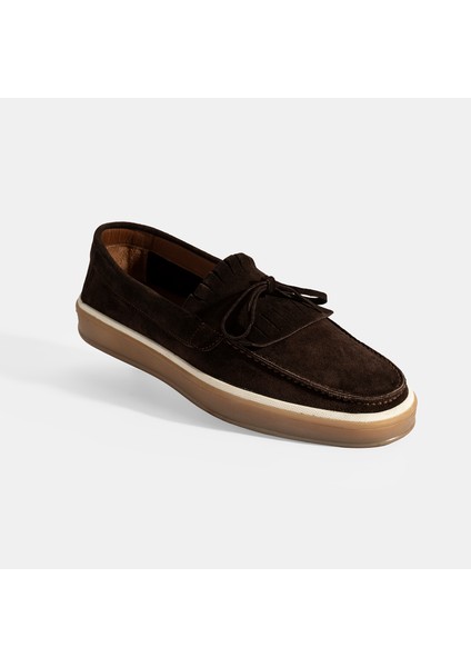 Erkek Kahve Süet Püsküllü Loafer