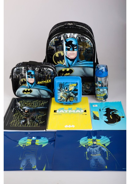 Lisanslı Batman Okul,beslenme ve Kalem Çantası,beslenme Kabı ve 500 ml Trıtan Matara Ile Kırtasiye Okul Seti