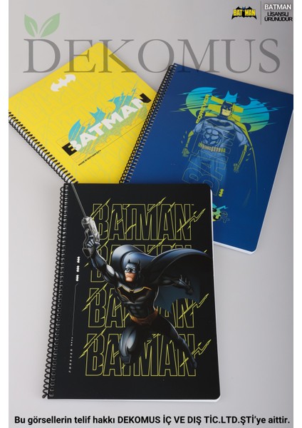 Dekomus Ile Lisanslı Batman A4 80 Yaprak 2 Adet Defter , 2 Adet Çıtçıt Dosya,resim Defteri ve Kalem Kutusu Kırtasiye Seti modelleri