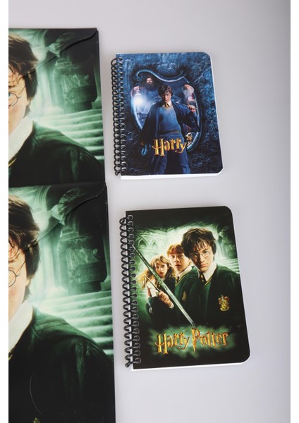 Dekomus Ile Lisanslı Harry Potter 2 Adet Çıtçıt Dosya ve 2 Adet Spırallı A6 Çizgili Not Defteri / Bloknot Okul Seti