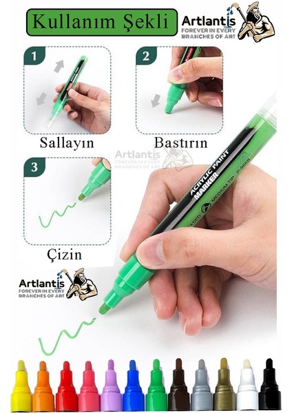 12 Renk Akrilik Markör Keçeli Kalem 1 Adet 12 Li Acrylic Marker Taş Cam Metal Seramik Plastik Tuval Ahşap 0.7-1 cm modelleri