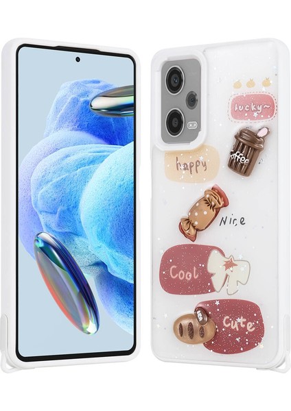 Xiaomi Redmi Note 12 Pro Plus 5g Kılıf Parlayan Simli Kabartma Figürlü Cevze Kapak