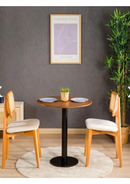 Umutpark Metal Ayaklı Ahşap Bistro Mutfak Masası.