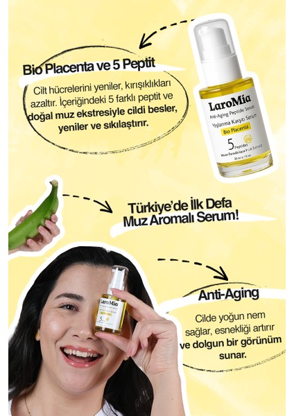 Bioplacenta 5 Farklı Peptit Kırışıklık ve Anti-Aging Serum Muzlu Tüm Cilt Tipleri 30 ml