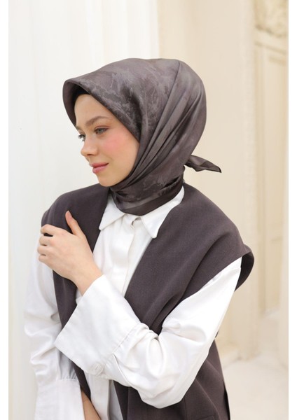 Desenli Shiny Eşarp - 8647 - Koyu Kahve fiyatları