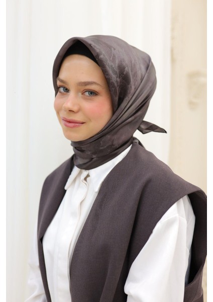 Desenli Shiny Eşarp - 8647 - Koyu Kahve modelleri