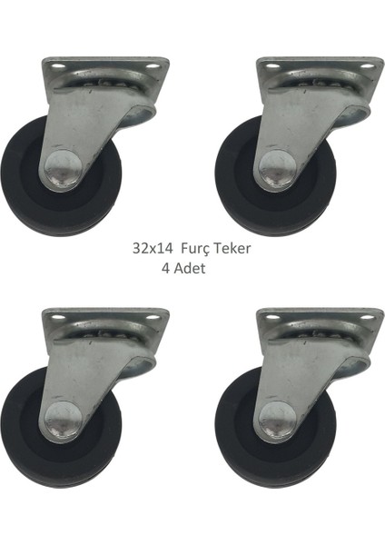 Furç Teker 32 x 14, Bavul, Valiz, Çanta, Servis Sehpası Için (4 Adet)