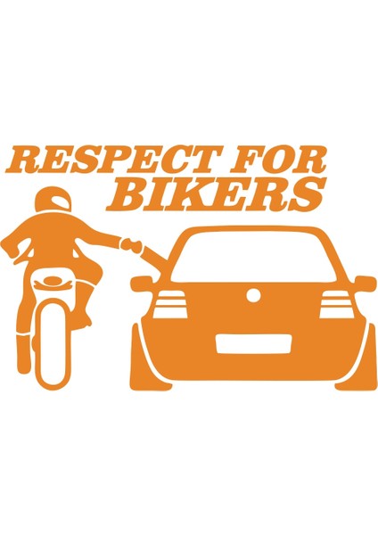 Respect For Bikers Araba Sticker 17X17 cm Turuncu