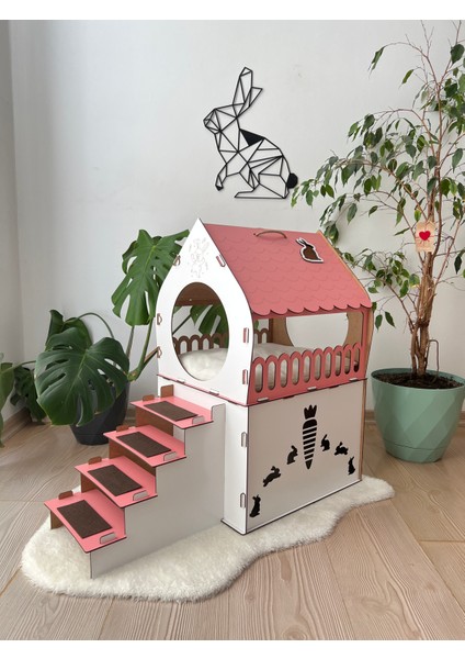 , Ahşap Tavşan Evi, Iki Katlı Tavşan Kalesi, X-Large Tavşan Evi Tavşan Mobilyaları, Modern Tavşan Mobilyası, Ahşap Evcil Hayvan Evi, Tavşan Yatağı fiyatları