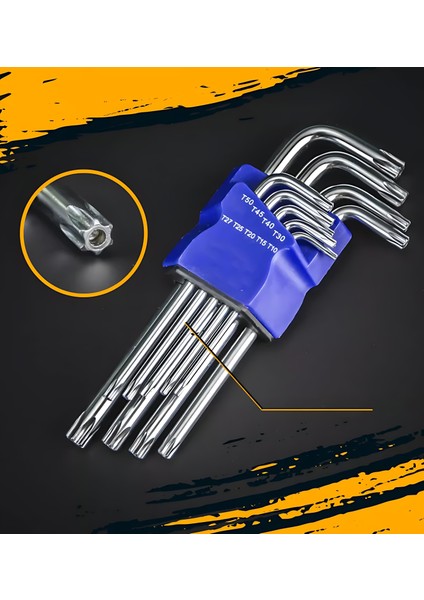 Uzun Torx Anahtar Seti Yıldız Alyan Seti - Torx Allen Anahtarı 9 Parça 721776