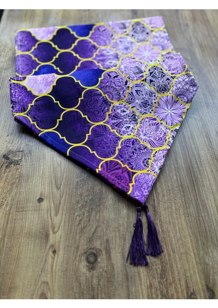 Mor Moroccan Duck Keten Runner ve 6'lı Mor Supla Seti