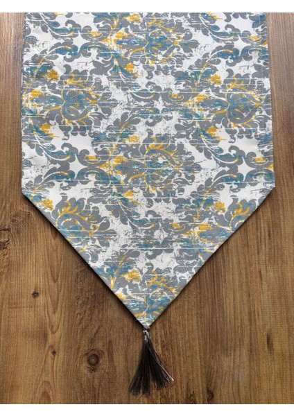 Mint Avangart Duck Keten Runner ve 6'lı Krem Supla Seti