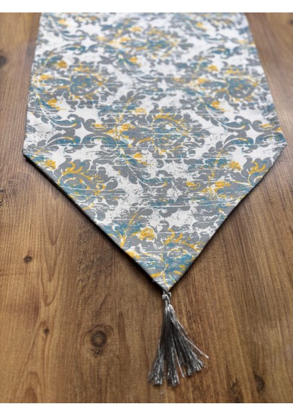 Mint Avangart Duck Keten Runner ve 6'lı Krem Supla Seti