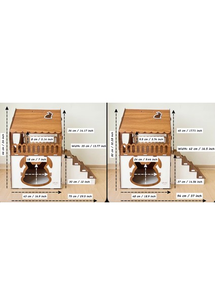 , Ahşap Tavşan Evi, Medium Boy, Iki Katlı Tavşan Kalesi, Modern Tavşan Mobilyası, Ahşap Evcil Hayvan Evi, Tavşan Yatağı indirimleri