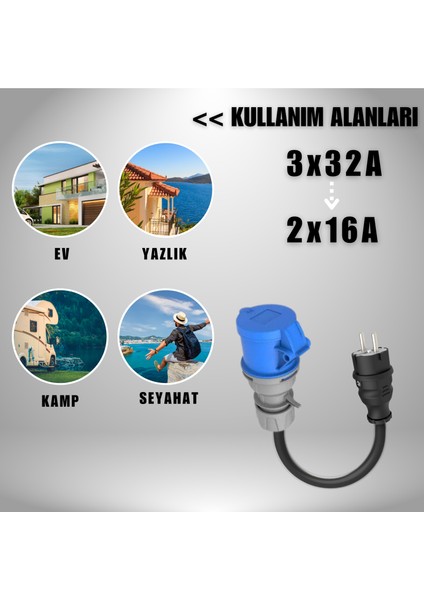 7,4kW Elektrikli Araç Şarj Cihazı için 50Cm Ev Tipi Fişli Dönüştürücü Adaptör fırsatları