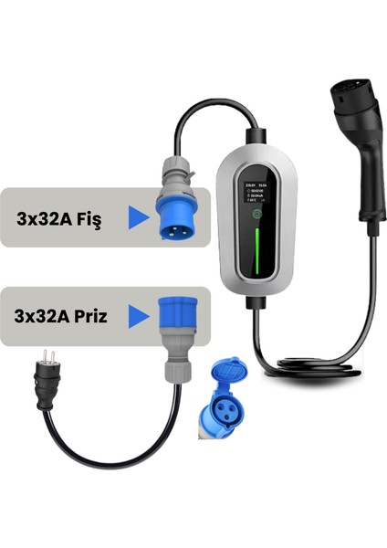 7,4kW Elektrikli Araç Şarj Cihazı için 50Cm Ev Tipi Fişli Dönüştürücü Adaptör