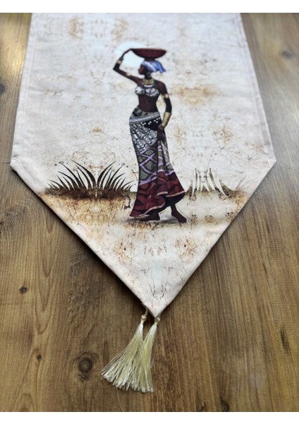 Afro Testi Duck Keten Runner ve 6'lı Siyah Supla Seti