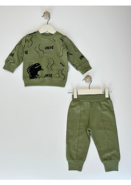 Dino Desenli Erkek Bebek Yeşil Ikili Takım
