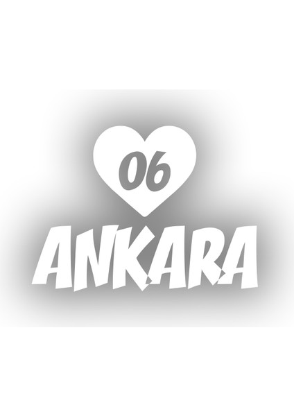 Kalpli 06 Ankara Araba Sticker 17X17 cm Beyaz