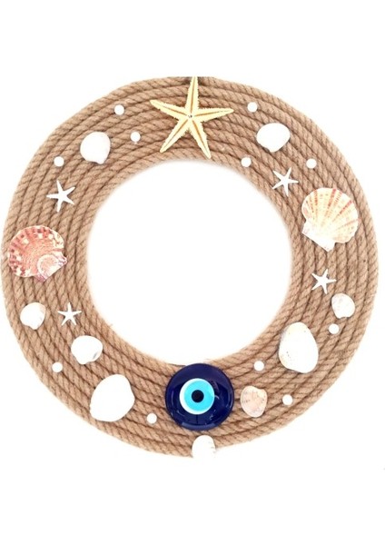 Deniz Yıldızlı Incili Nazar Boncuklu Duvar ve Kapı Süsü