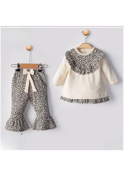 Leopar Desenli Kız Bebek Ikili Takım