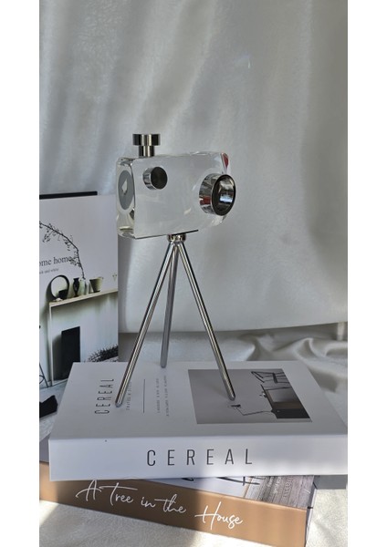 Tripot Ayaklı Kristal Cam Fotoğraf Makinesi Dekoratif Obje - Küçük Boy fiyatları